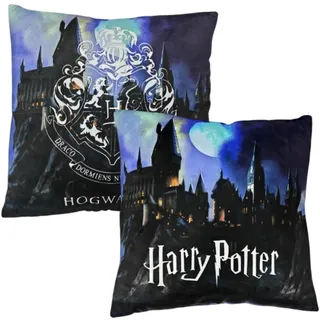 Aymax Harry Potter Hogwarts Kissen 40x40 cm, beidseitig bedrucktes Dekokissen aus 100% Polyester, Zauberer Fan-Kopfkissen für Sofa, Bett & Jugendzimmer