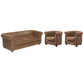 vente-unique 3-1-1 Garnitur Mikrofaser 5-Sitzer Braun