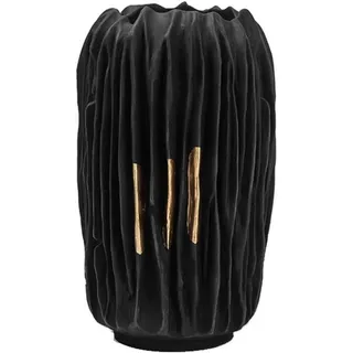 Famanu Harsvase - Dekorative Blumenvase - Abstraktes Design - Schwarz Gold