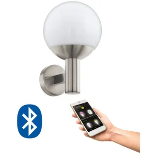 EGLO 33564 NISIA-C LED E27 Außen-Wandleuchte 9W Edelstahl Weiss IP44 - Silber/Weiß
