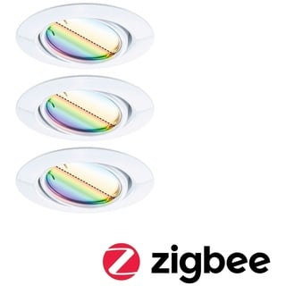 Paulmann LED Einbauleuchte Smart Home Zigbee Base Coin Basisset schwenkbar  rund 90mm 20°  3x4,9W 3x420lm 230V dimmbar RGBW+ Weiß 92466