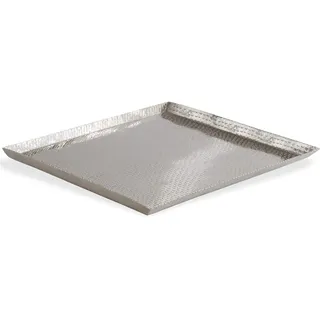 großes quadratisches XXL Aluminium Tablett verziert 50x50 cm - flaches für Trockengestecke, für Kerzen, für Dekofiguren, zu Ostern oder Weihnachten