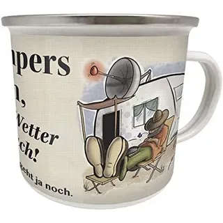 Blechwaren Fabrik Braunschweig GmbH Emaille Becher 0,5 L - Campers Fluch - SCHLECHTES Wetter... - EB43 Tasse Camping