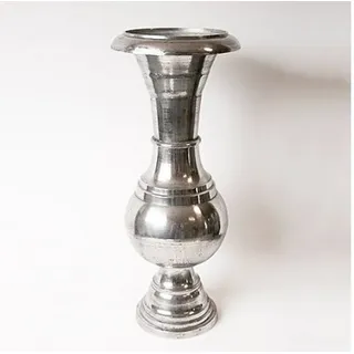 Casa Padrino Riesige Casa Padrino Barock XXL Blumenvase Aluminium Raw Finished H 99 cm, Durchmesser 40 cm - Hotel Dekoration - Blumengefäss