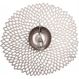 Chilewich Tischset, Pressed Dahlia Round Gunmetal