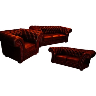 JVmoebel Chesterfield-Sofa Chesterfield Sofa Polster Sofagarnitur 3+2+1 Klassische Sitz Garnitur, 3 Teile, 3+2+1 Sitzer Garnitur Sofa Couch braun