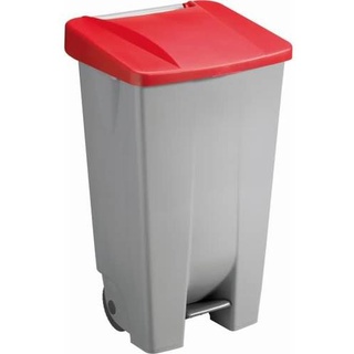 Abfallcontainer Kunststoff 120l grau mit rotem Deckel