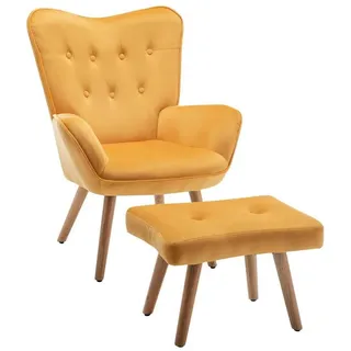luxuskollektion Ohrensessel mit Hocker Samt 0 x 0 x 0 cm Gelb