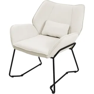 ML-Design Loungesessel Beige – Leinenbezug, Rückenlehne & Armlehne, mit Kissen, schwarze Metallbeine, moderner Ohrensessel fürs Wohnzimmer