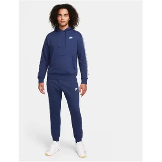 NIKE Club Fleece Grafik Kapuzen-Trainingsanzug Herren 410 - midnight navy/white XXL