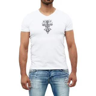 T-Shirt KINGZ Gr. XXL, silberfarben (weiß, silberfarben) Herren Shirts T-Shirts in ausgefallenem Design