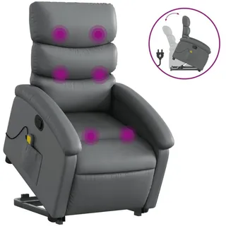 vidaXL Massagesessel mit Aufstehhilfe Kunstleder 92 x 99,5 x 0 cm Grau