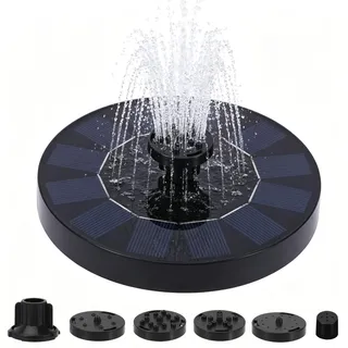 Vexnaro Solarbrunnen, Solar Springbrunnen für Außen, Solar-Teichbrunnen mit 6 Düsen, Solar Teich Wasserpumpe, Solarbrunnen Vogelbad, Schwimmender Solarbrunnen für Vogelbad, Garten, Teich, Pool, Terras