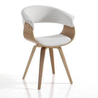 Wink Design Derby Wood White mehrschichtigem Material Stuhl, Holz, Eiche, Weiß, 62x51xH 72/81 cm
