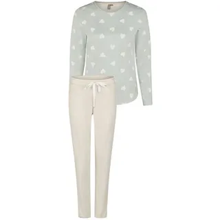 By Louise Schlafanzug Snug Winter (Set, 2 tlg., 2-teilig) Damen Pyjama lang Baumwolle beige|lila XXL