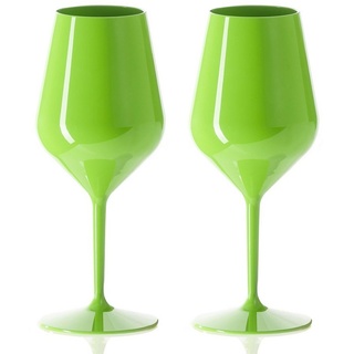 Doimoflair Weinglas DoimoFlair Weingläser aus Kunststoff bruchsicher Plastik grün