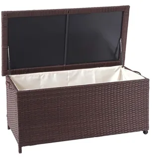 Poly-rattan Kissenbox Hhg 570, Gartentruhe Auflagenbox Truhe Premium Braun, 51x100x50cm 170l