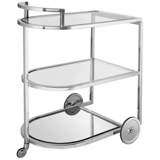 Fink Servierwagen SARONNA Barwagen - H.77cm x B.48cm - klar/silber - Edelstahl /Glas, (Wagen zum Servieren - Barwagen), Multifunktionaler Servierwagen: Küchenwagen, Rollwagen & Bartisch silberfarben