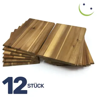 Gravidus Frühstücksbrett Frühstücksbretter Brettchen Holzbrettchen aus Akazienholz, Holz, (12-St) braun