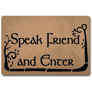 ZQH Fußmatte mit Aufschrift "Speak Friend and Enter" (Der Herr der Ringe), Türvorleger, Monogramm-Matten (23,6 x 39,9 cm), Vliesstoff-Oberseite mit rutschfester Gummirückseite, waschbare Fußmatte