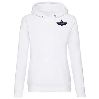Blondie & Brownie Hoodie Damen Top Gun Brust Stick F-14 Tomcat Vintage Film Kino Maverick mit Kapuze, Bestickt weiß XL