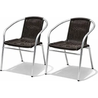 Mojawo Gartenstuhl 57 x 45 x 57 cm grau/schwarz 2 St.