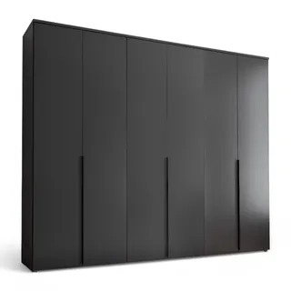 KEVO Kleiderschrank Schrank Drehtürenschrank 6-türig in Graphit | 270 x 225 x 52 cm (B/H/T), Schlafzimmer Schrank mit Kleiderstangen und Ablageböden, modernes Design