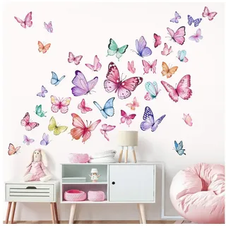 FOUORTUNATE-BEE Wandtattoo Schmetterling Wandsticker Rosa Kinderzimmer Mädchen Wanddeko 4er Set (4 St), Wandtattoo für Babyzimmer Spielzimmer Schlafzimmer Wohnzimmer Deko