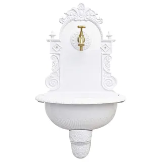 aubaho Brunnen 72cm Wandbrunnen Weiss Alu Waschbecken im Nostalgie Antik-Stil (c)