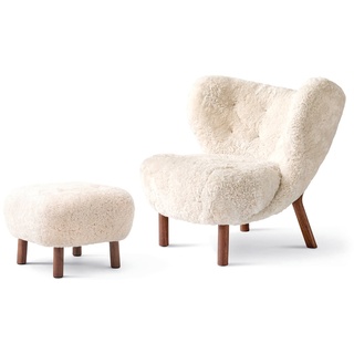 &Tradition - Little Petra VB1, Incl. Pouf ATD1, Walnuss / Schaffell Moonlight