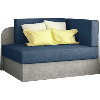 MOEBLO Kindersofa RAISA, Schlafsessel Couch für Kinderzimmer Kindersofa Jugendsofa, mit Schlaffunktion und Bettkasten blau|grau