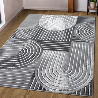 Teppich MY HOME "»Lysandra«" Teppiche Gr. B/L: 240 cm x 320 cm, 8 mm, 1 St., grau (dunkelgrau) Esszimmerteppiche 3D-Effekt, softer Kurzflor, pflegeleicht, leichter Glanz, Scandi-Look