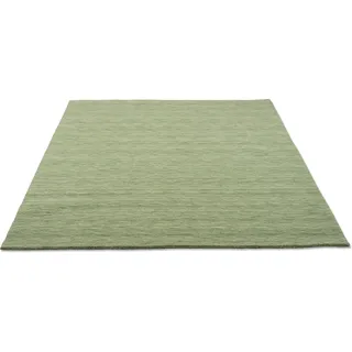 Wollteppich THEKO "Holi" Teppiche Gr. B/L: 140 cm x 200 cm, 13 mm, 1 St., grün (hellgrün) Esszimmerteppiche Uni-Farben, leicht meliert, reine Wolle, handgewebt mit Knüpfoptik