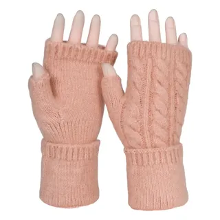 styleBREAKER Fingerlose Strick Handschuhe in Altrose | Gr.: onesize