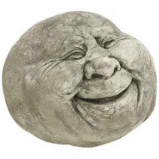Denscho Stein-Gesicht lachend, 18 x 20 x 12 cm, Grau|Beige