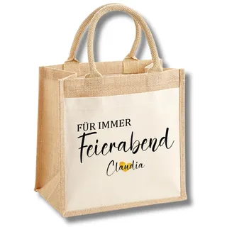mamir home Abschiedsgeschenk Kollegin Ruhestand | Geschenk zur Rente Frau | Personalisiertes Geschenk für den Renteneintritt Einkaufskorb (Jute-mittel) - 30 cm x 30 cm x 19 cm