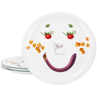 MamboCat Pizzateller 4er Set Smiley Pizzateller Ø30,5cm Servier-Platte Gemüse-Gesicht