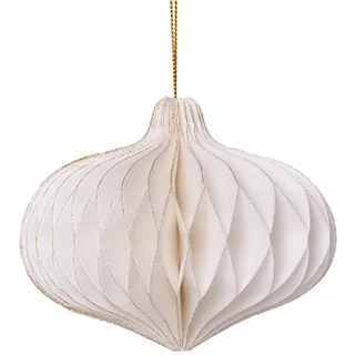 coopz Weihnachtsschmuck Weihnachtskugel Papier Anhänger Zwiebel 11 cm Christbaum Christbaumkugel, Farbe:Creme