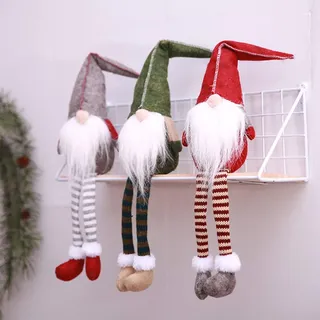 Leipple Weihnachtswichtel Plüschdekorationen – Handgefertigte schwedische Tomte skandinavische Weihnachtsmann-Elfen-Ornamente – Zwerg Weihnachtsdekoration für Zuhause Büro (Lange Beine)