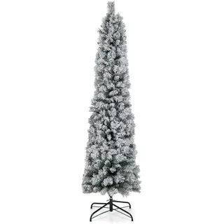 Costway Bleistift Weihnachtsbaum mit Schnee 180 cm