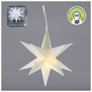 Leuchtstern 3D weiß Ø11cm zum Aufhängen Timerfunktion Weihnachtsstern Weihnachtsbleuchtung Zackenstern