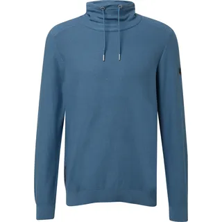 Leichter Pullover mit Snood-Kragen und Logo-Detail - blau - M