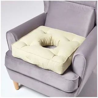 Homescapes SITZKISSEN mit Aussparung hellgrün 50/50/10 cm – Entlastungskissen, Baumwolle