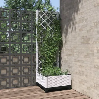 vidaXL Pflanzkübel mit Rankgitter Weiß 40x40x121,5 cm PP