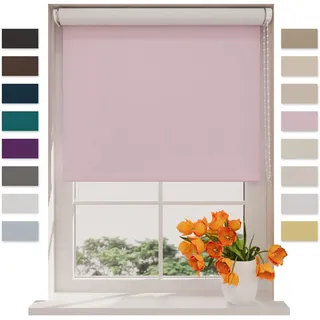 DTCH® Verdunkelungsrollo 220 x 190 cm Rosa, Größen von 40 bis 240 Breite, Ohne Bohren möglich, Rollo Wandmontage, Rollo 220 cm Breit, Fenster Rollos für Innen