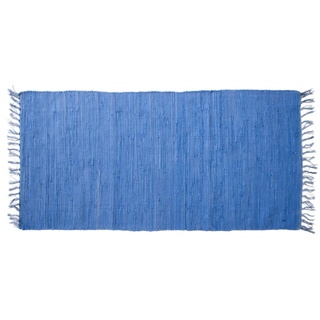 Mr. Ghorbani Handgewebter Kelim Fleckerl Uni Farben 100% Baumwolle 2000 g/qm, Farbe:Blau, Größe Teppiche:170 x 120 cm