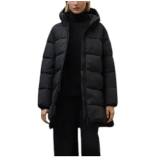 ECOALF Langer wattierter Wintermantel mit Kapuze, schwarz, Parka - XS