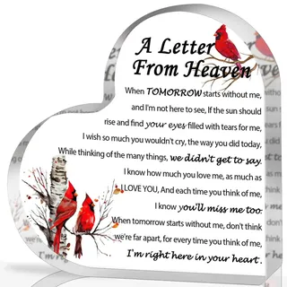 Trauergeschenke, roter Kardinalgeschenke – A Letter from Heaven – Kristall-Acryl-Briefbeschwerer, Gedenkdekorationen