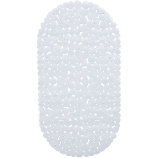 Relaxdays Badewannenmatte Steinoptik, rutschfeste Badeeinlage mit Saugnäpfen, waschbare Rutschmatte, 36 x 68 cm, weiß, 1 Stück