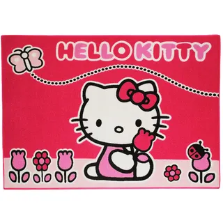 alles-meine.de GmbH Teppich - Hello Kitty - Kinderteppich/Bettvorleger - 95 cm * 135 cm - rutschfest, da unten gummiert - für Kinder - Katze - für Mädchen Kinderzimmer - r..